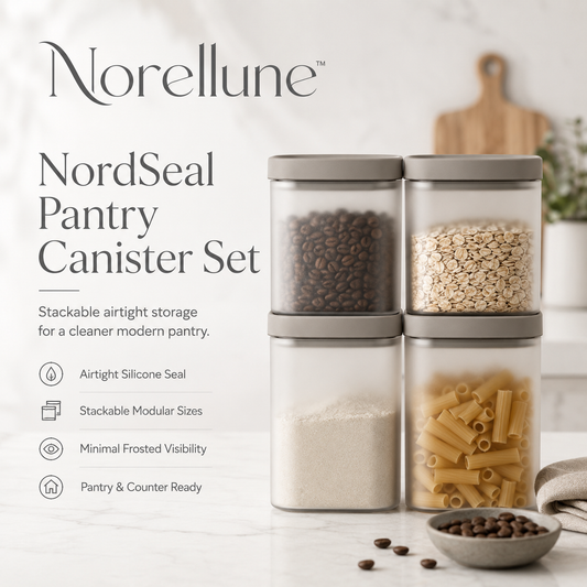 Norellune™ NordSeal Airtight Pantry Canister Set – Stackable Nordic Kitchen Food Storage Containers